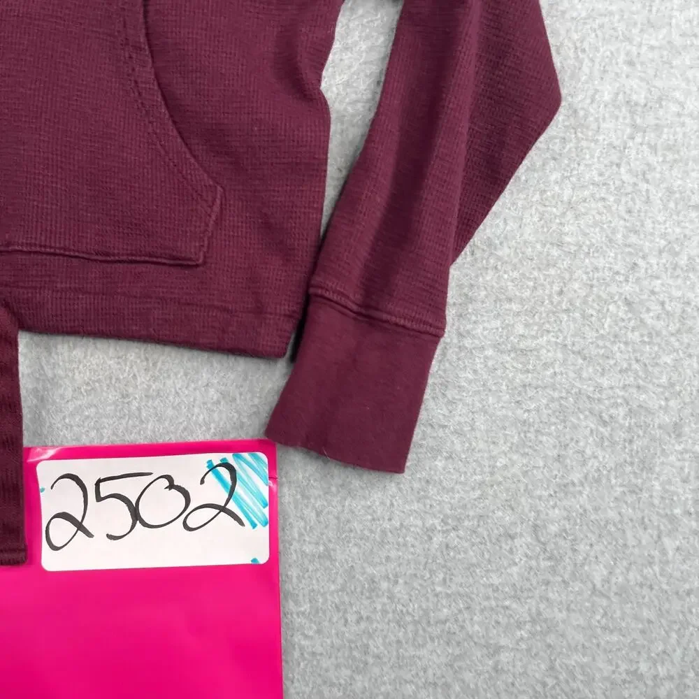 OshKosh B'gosh Baby Hoodie Waffle Knit Shirt Size 6 Burgundy Pockets